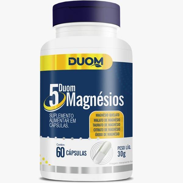 5 MAGNÉSIOS QUELATO MALATO TAURATO CITRATO ÓXIDO 60 CÁPSULAS - DUOM